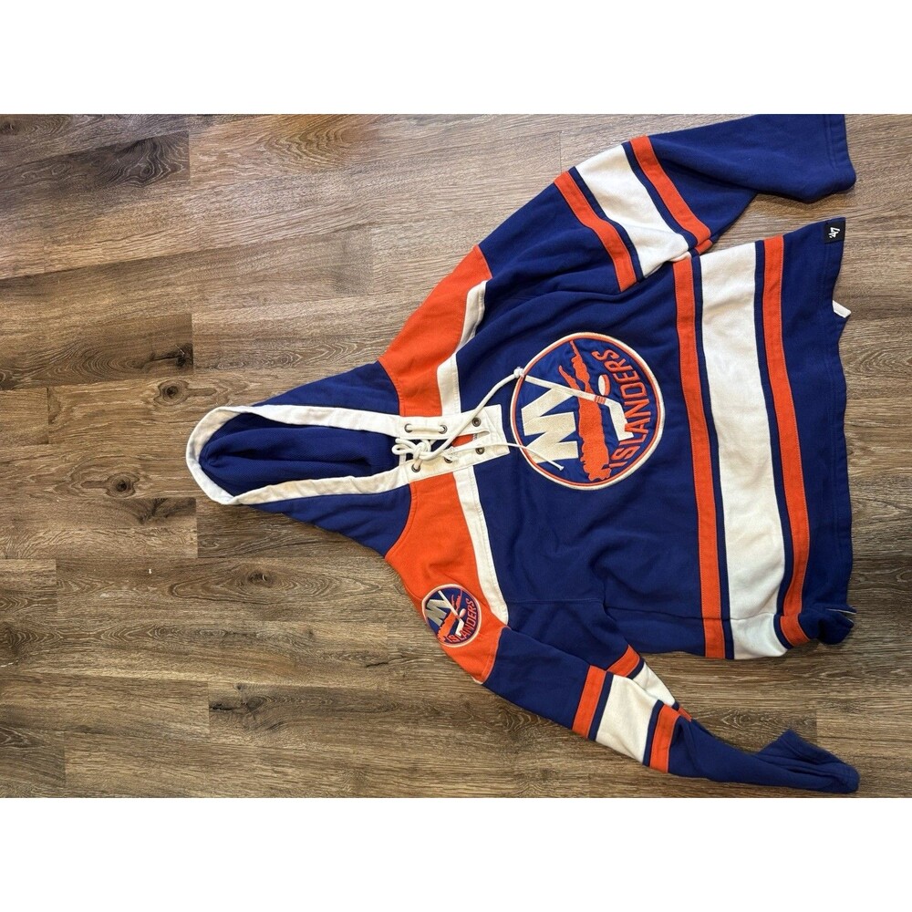 Men's Large '47 Brand NHL New York Islanders Hockey Jersey Style Hoodie